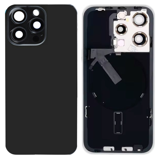 Pour iPhone 15 Pro Couvercle arrière de batterie en verre avec support de flash + module de chargement sans fil