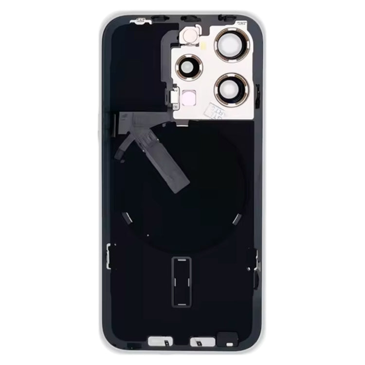 Pour iPhone 15 Pro Couvercle arrière de batterie en verre avec support de flash + module de chargement sans fil