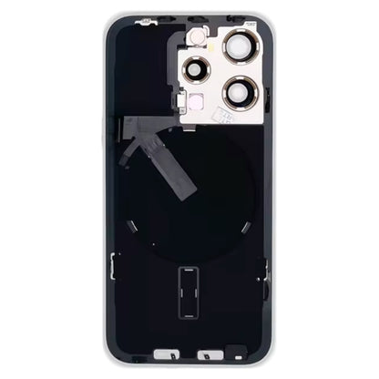 Pour iPhone 15 Pro Couvercle arrière de batterie en verre avec support de flash + module de chargement sans fil