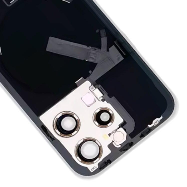 Pour iPhone 15 Pro Couvercle arrière de batterie en verre avec support de flash + module de chargement sans fil