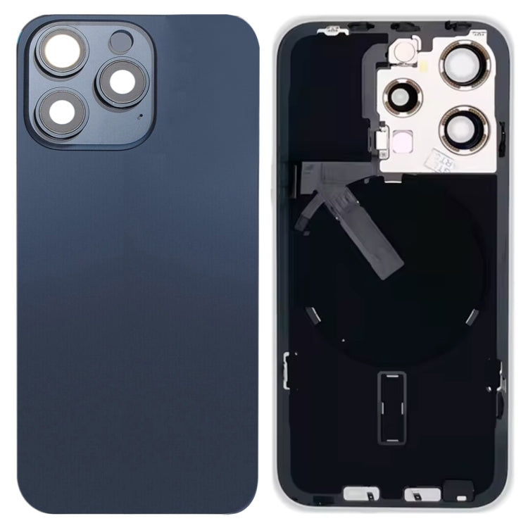 Pour iPhone 15 Pro Couvercle arrière de batterie en verre avec support de flash + module de chargement sans fil