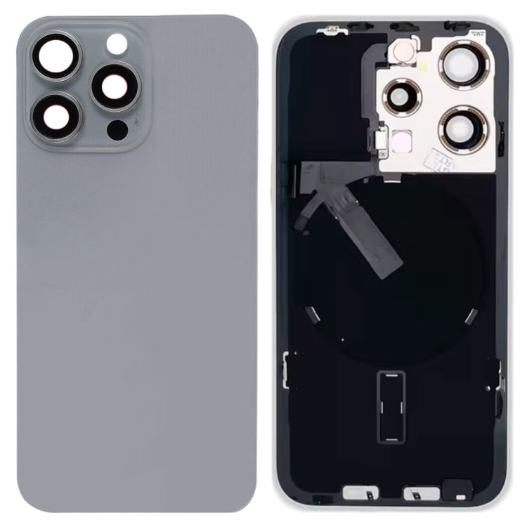 Pour iPhone 15 Pro Couvercle arrière de batterie en verre avec support de flash + module de chargement sans fil