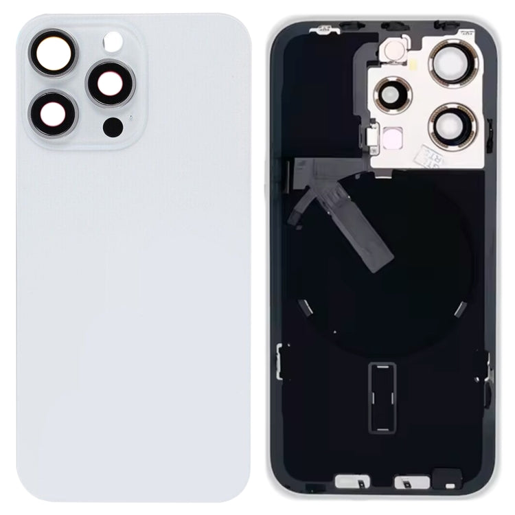 Pour iPhone 15 Pro Couvercle arrière de batterie en verre avec support de flash + module de chargement sans fil