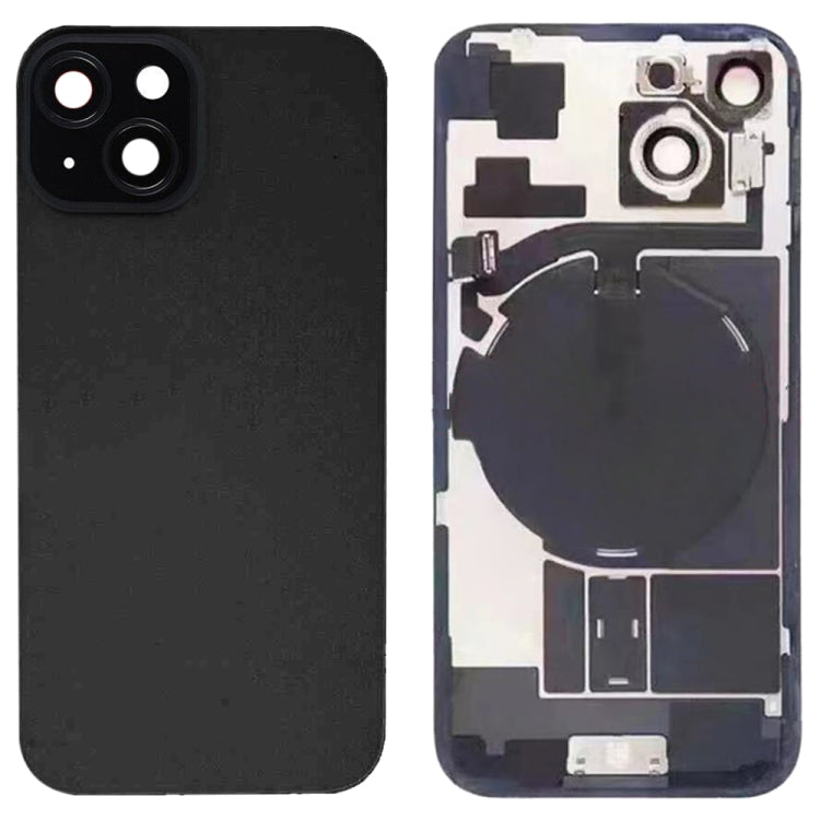 Pour iPhone 15 Couvercle arrière de batterie en verre avec support de flash + module de chargement sans fil