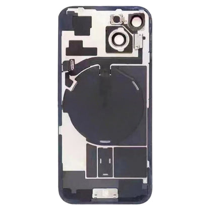 Pour iPhone 15 Couvercle arrière de batterie en verre avec support de flash + module de chargement sans fil