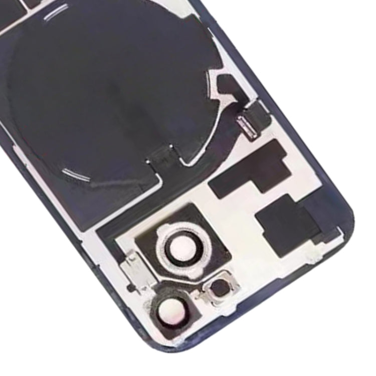 Pour iPhone 15 Couvercle arrière de batterie en verre avec support de flash + module de chargement sans fil