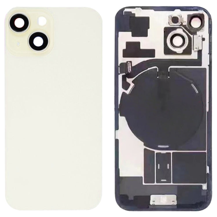 Pour iPhone 15 Couvercle arrière de batterie en verre avec support de flash + module de chargement sans fil