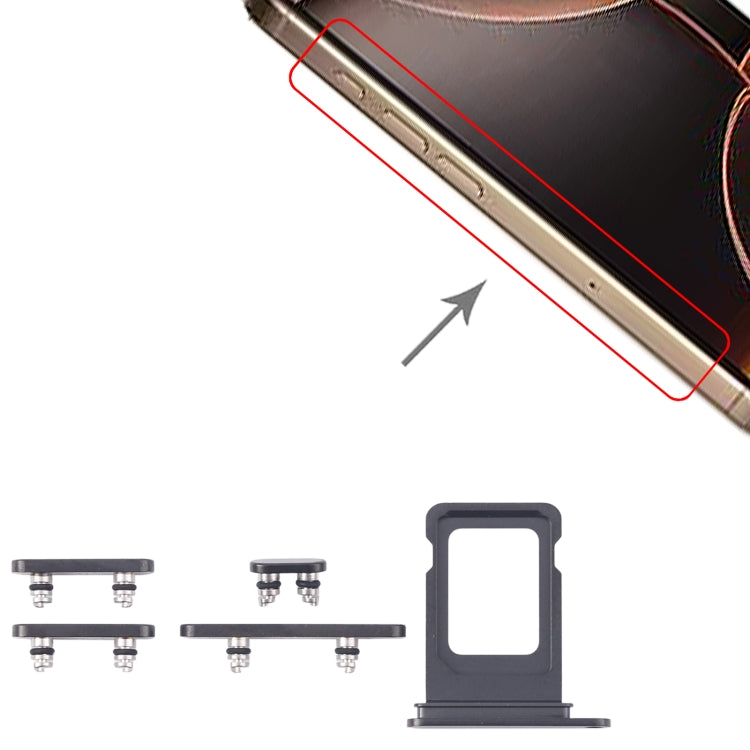 Pour iPhone 16 Pro Max Tiroir de carte SIM d'origine + touches latérales
