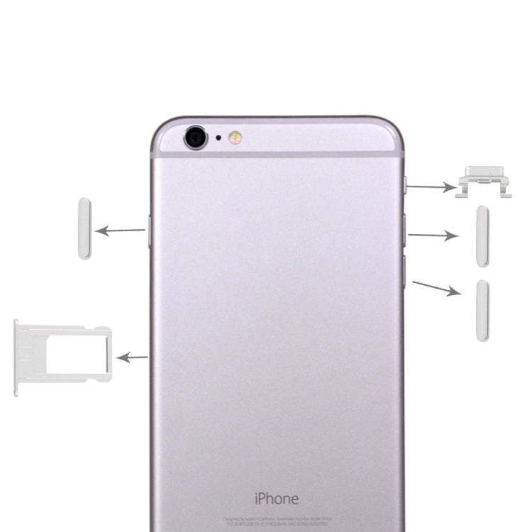 4 en 1 pour iPhone 6 Plus (plateau de carte + touche de contrôle du volume + bouton d'alimentation + touche de vibrateur pour interrupteur muet)