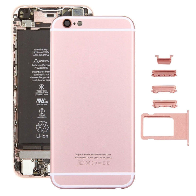 5 en 1 pour iPhone 6s (couvercle arrière + plateau pour cartes + touche de contrôle du volume + bouton d'alimentation + touche de vibrateur pour interrupteur muet) Couvercle de boîtier complet