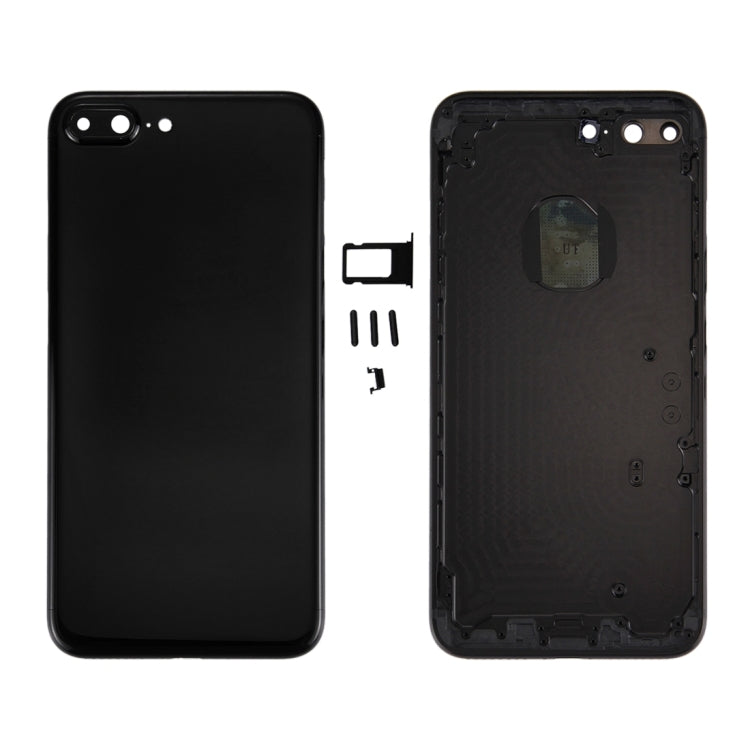 6 en 1 pour iPhone 7 Plus (couverture arrière + plateau pour cartes + touche de contrôle du volume + bouton d'alimentation + interrupteur muet, touche vibrateur + panneau) Couvercle de boîtier complet (noir de jais)