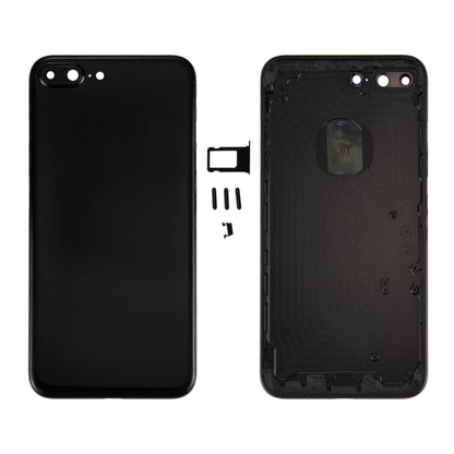 6 en 1 pour iPhone 7 Plus (couverture arrière + plateau pour cartes + touche de contrôle du volume + bouton d'alimentation + interrupteur muet, touche vibrateur + panneau) Couvercle de boîtier complet (noir de jais)