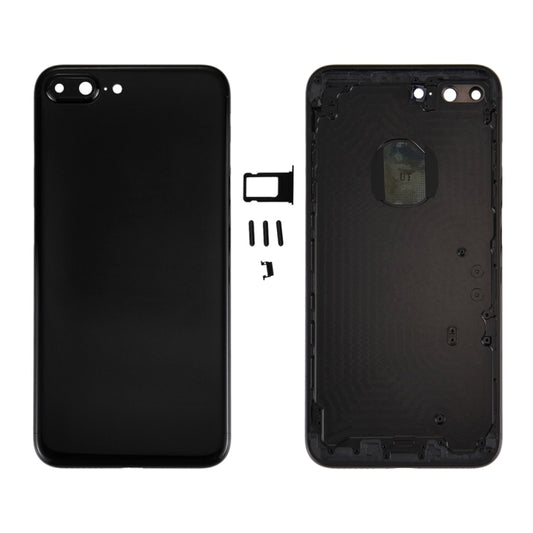 6 en 1 pour iPhone 7 Plus (couverture arrière + plateau pour cartes + touche de contrôle du volume + bouton d'alimentation + interrupteur muet, touche vibrateur + panneau) Couvercle de boîtier complet (noir de jais)