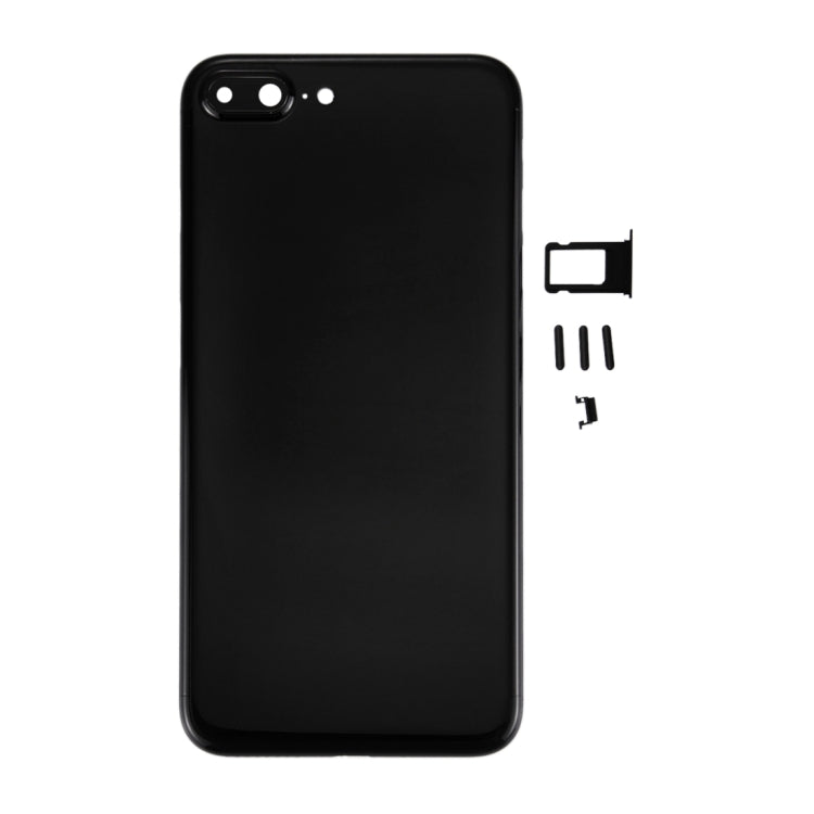 6 en 1 pour iPhone 7 Plus (couverture arrière + plateau pour cartes + touche de contrôle du volume + bouton d'alimentation + interrupteur muet, touche vibrateur + panneau) Couvercle de boîtier complet (noir de jais)