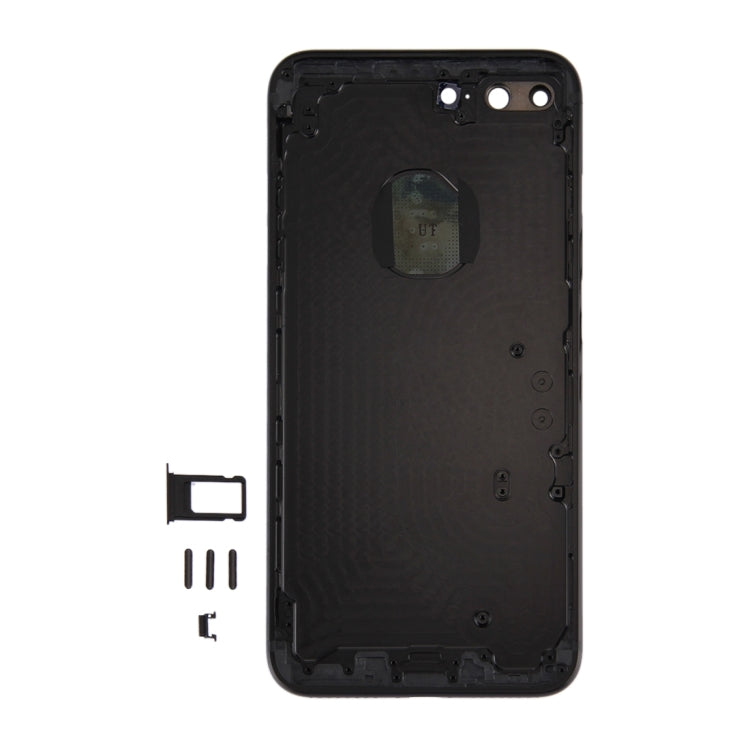 6 en 1 pour iPhone 7 Plus (couverture arrière + plateau pour cartes + touche de contrôle du volume + bouton d'alimentation + interrupteur muet, touche vibrateur + panneau) Couvercle de boîtier complet (noir de jais)