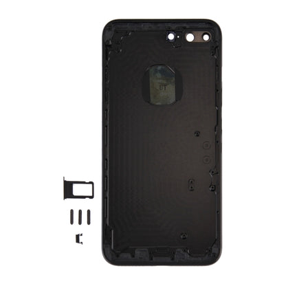 6 en 1 pour iPhone 7 Plus (couverture arrière + plateau pour cartes + touche de contrôle du volume + bouton d'alimentation + interrupteur muet, touche vibrateur + panneau) Couvercle de boîtier complet (noir de jais)