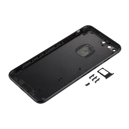 6 en 1 pour iPhone 7 Plus (couverture arrière + plateau pour cartes + touche de contrôle du volume + bouton d'alimentation + interrupteur muet, touche vibrateur + panneau) Couvercle de boîtier complet (noir de jais)