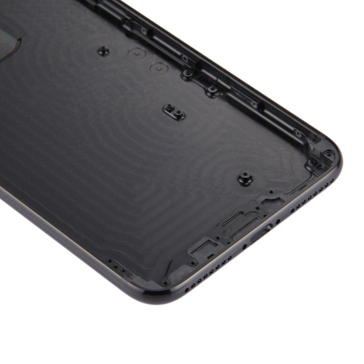 6 en 1 pour iPhone 7 Plus (couverture arrière + plateau pour cartes + touche de contrôle du volume + bouton d'alimentation + interrupteur muet, touche vibrateur + panneau) Couvercle de boîtier complet (noir de jais)
