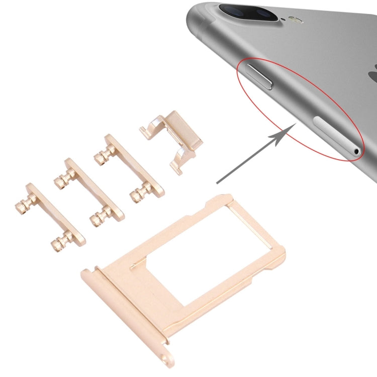 Plateau de carte + touche de contrôle du volume + bouton d'alimentation + touche de vibrateur pour interrupteur muet pour iPhone 7 Plus