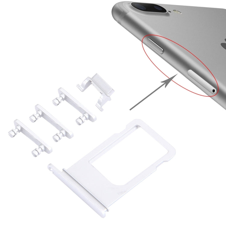 Plateau de carte + touche de contrôle du volume + bouton d'alimentation + touche de vibrateur pour interrupteur muet pour iPhone 7 Plus