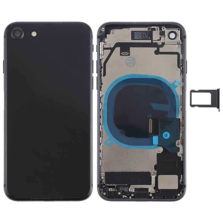 Ensemble couvercle arrière de la batterie avec touches latérales, vibrateur, sonnerie de haut-parleur, bouton d'alimentation, bouton de volume, câble flexible et plateau pour cartes pour iPhone 8