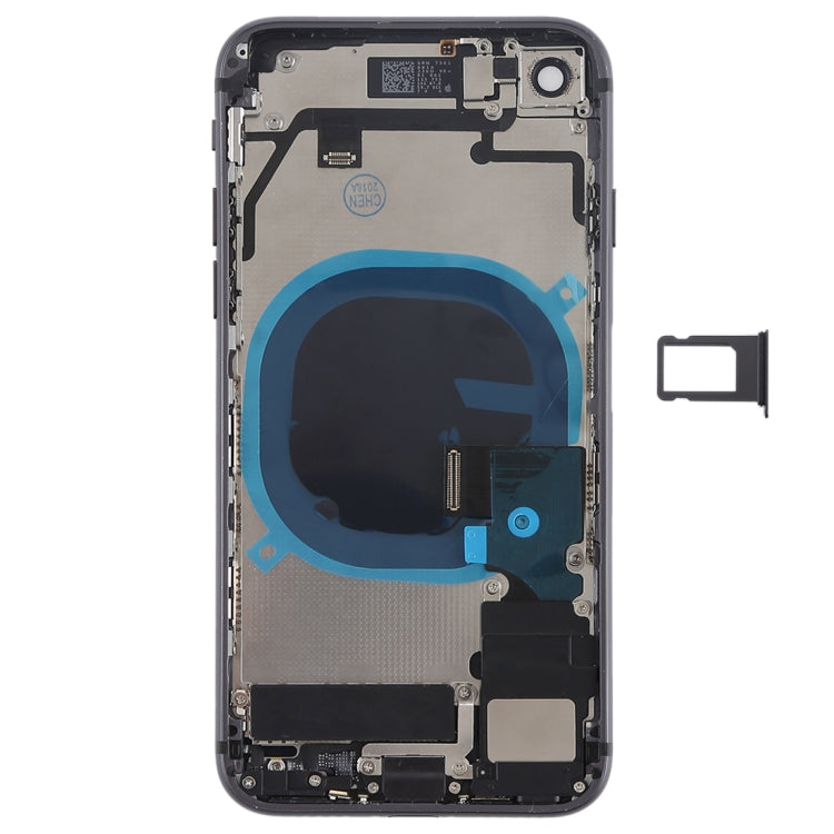 Ensemble couvercle arrière de la batterie avec touches latérales, vibrateur, sonnerie de haut-parleur, bouton d'alimentation, bouton de volume, câble flexible et plateau pour cartes pour iPhone 8