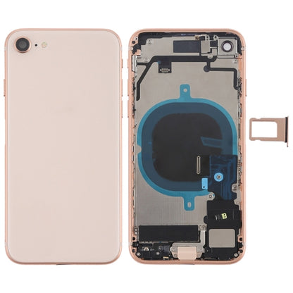 Ensemble couvercle arrière de la batterie avec touches latérales, vibrateur, sonnerie de haut-parleur, bouton d'alimentation, bouton de volume, câble flexible et plateau pour cartes pour iPhone 8