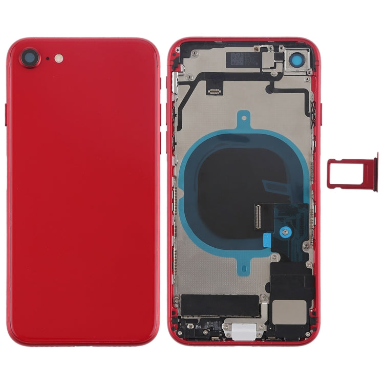Ensemble couvercle arrière de la batterie avec touches latérales, vibrateur, sonnerie de haut-parleur, bouton d'alimentation, bouton de volume, câble flexible et plateau pour cartes pour iPhone 8