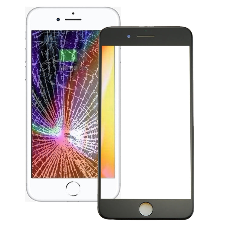 Lentille extérieure en verre de l'écran avant avec cadre de lunette d'écran LCD avant et adhésif OCA optiquement transparent pour iPhone 8 Plus