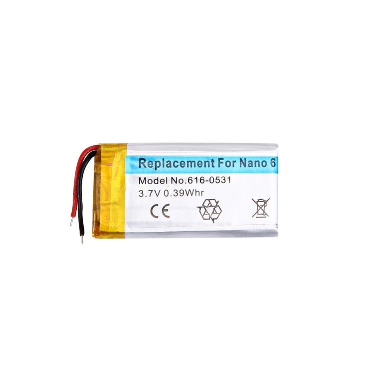 Batterie Li-ion rechargeable pour iPod nano 6ème 3,7 V 0,39 Whr