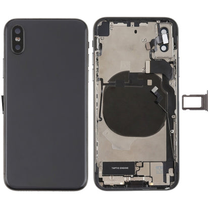 Ensemble couvercle arrière de la batterie avec touches latérales, vibrateur, sonnerie de haut-parleur, bouton d'alimentation, bouton de volume, câble flexible, plateau pour cartes et adhésif de batterie pour iPhone X