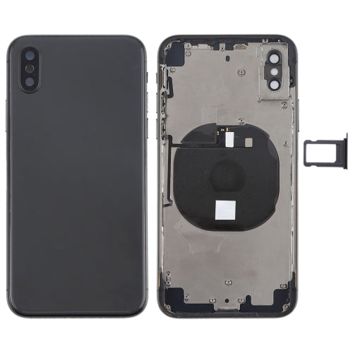 Ensemble de couvercle arrière de batterie avec touches latérales, module de chargement sans fil, bouton de volume, câble flexible et plateau de carte pour iPhone X