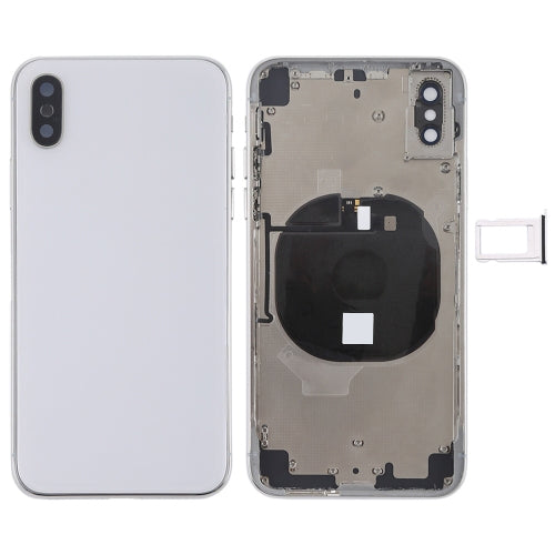 Ensemble de couvercle arrière de batterie avec touches latérales, module de chargement sans fil, bouton de volume, câble flexible et plateau de carte pour iPhone X