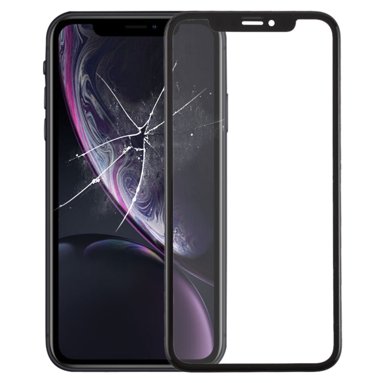 Lentille extérieure en verre de l'écran avant avec cadre + adhésif optiquement transparent OCA pour iPhone XR