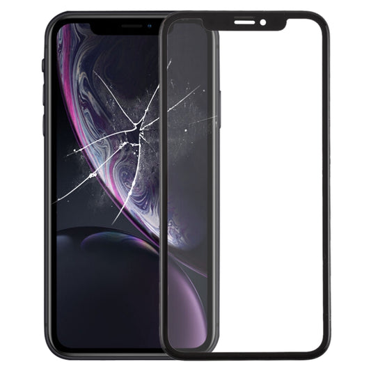 Lentille extérieure en verre de l'écran avant avec cadre + adhésif optiquement transparent OCA pour iPhone XR