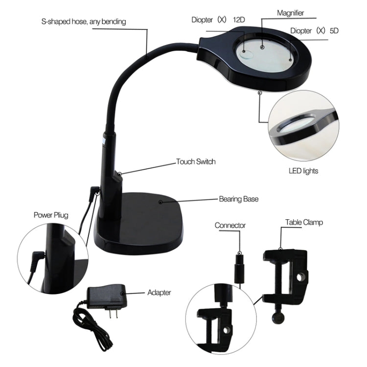 MEILLEURE lampe loupe de bureau réglable, loupe à lumière LED (tension 220V)