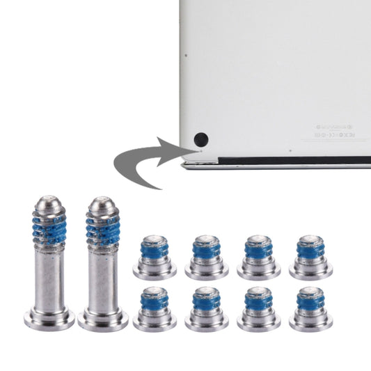 Vis de couvercle inférieur de boîtier d'ordinateur d'origine 10 en 1 pour Macbook Air 13.3 pouces (2010) A1369 / MC503 / MC504 (2 longues + 8 courtes)