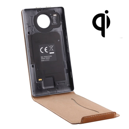 Étui en cuir véritable à rabat Vertical + couverture arrière de chargement Standard sans fil QI pour Microsoft Lumia 950 XL