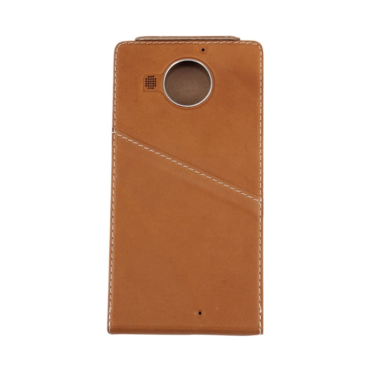 Étui en cuir véritable à rabat Vertical + couverture arrière de chargement Standard sans fil QI pour Microsoft Lumia 950 XL