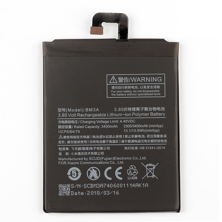 BM3A 3400mAh pour batterie Li-Polymère Xiaomi Mi Note 3