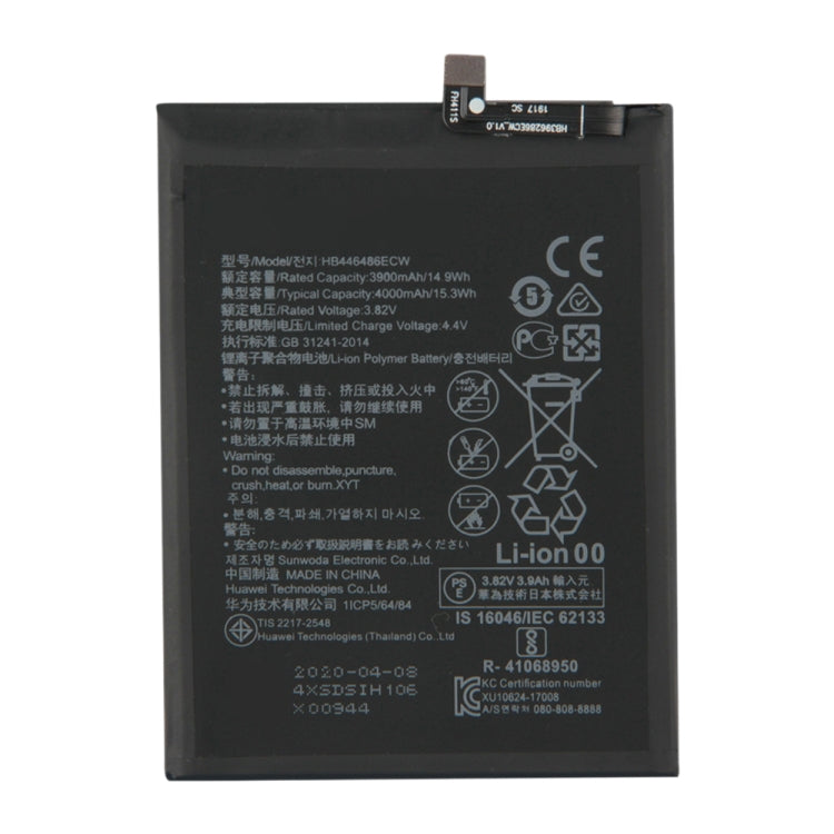 HB446486ECW pour batterie polymère Li-ion Huawei Honor 9X