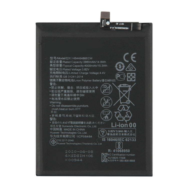 HB446486ECW pour batterie polymère Li-ion Huawei Enjoy 10 Plus