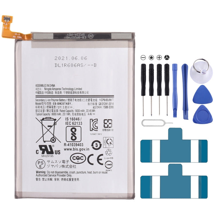 Remplacement de batterie Li-ion d'origine 6000mAh EB-BM207ABY pour Samsung Galaxy M30s SM-M307/M21 SM-M215/M31 SM-M315