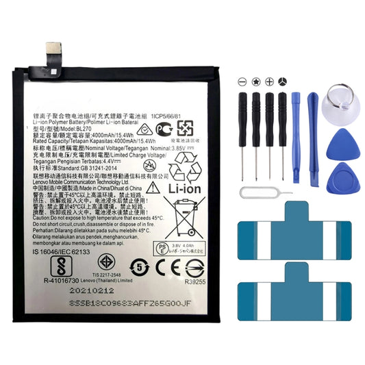4000mAh BL270 pour batterie Li-Polymère Lenovo K6 Note