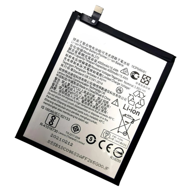 4000mAh BL270 pour batterie Li-Polymère Lenovo K6 Note