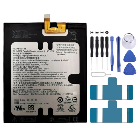 Batterie li-polymère 4250mAh L15D1P32 pour Lenovo Tab3 8 Plus TB-8703F 8703N 8703X