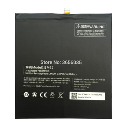 BM62 6400mAh pour batterie Li-Polymère Xiaomi Mi Pad 3