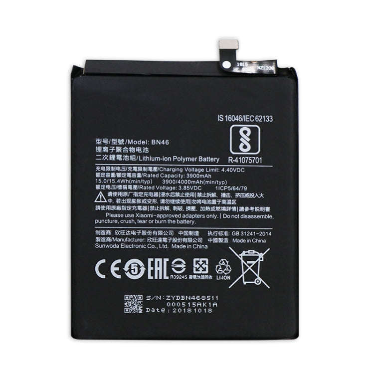 Batterie Li-Polymère BN46 3900mAh pour Xiaomi Redmi 7 / Redmi Note 6 / Redmi Note 8 / Redmi Note 8T