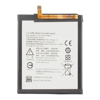 Batterie polymère Li-ion HEX16 pour Nokia 6 TA-1000 TA-1003