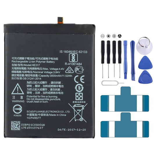 Batterie polymère Li-ion HEX17 pour Nokia 6 TA-1000 TA-1003 TA-1021 TA-1025 TA-1033 TA-1039